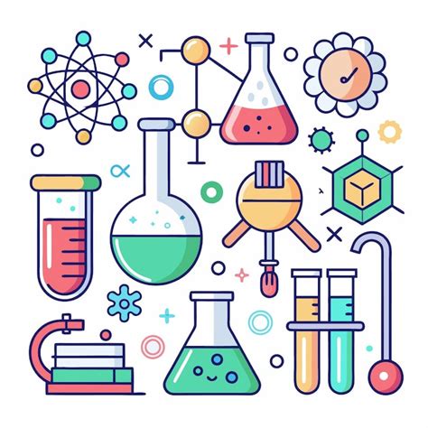 Conjunto De Iconos De L Nea Relacionados Con La Ciencia Qu Mica