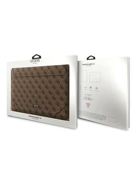 Guess Torba na laptopa 4G Triangle Logo Sleeve Brązowy Modivo pl