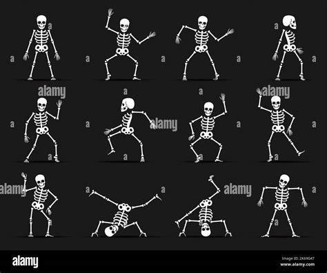 Skeleton Dance Animated Game Sprite Vector Set Of Funny Halloween