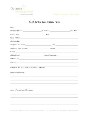 Fillable Online Confidential Case History Form Fax Email Print Pdffiller