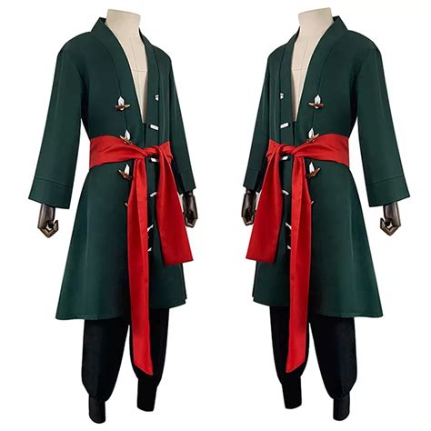 Roronoa Zoro Cosplay Costumes Dark Green Samurai Uniform Outfits For