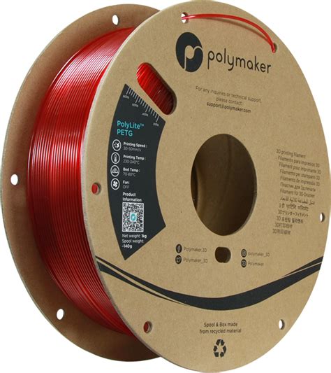 Polymaker Polylite Petg Translucent Red 3djake Italia