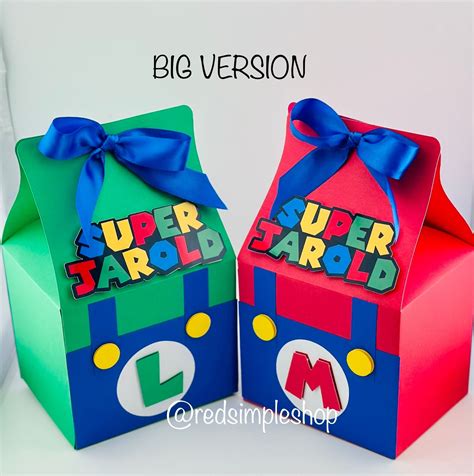 Set Of 4 Big Super Mario Bros Favor Box Luigi Favor Box Super Mario Treat Box Super Mario