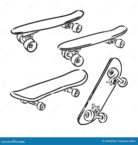 Skateboarding Vector Illustration Hand Sketched Skateboards Skateboard