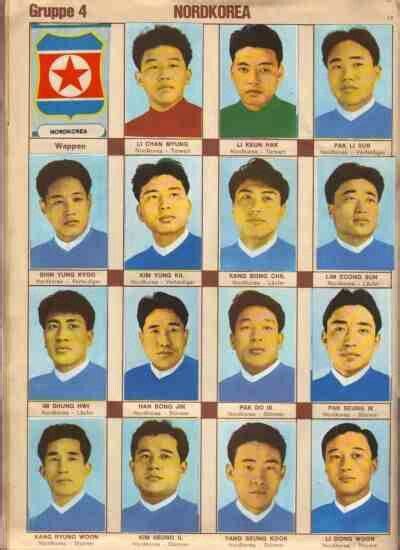 North Korea Team Stickers For The 1966 World Cup Finals Football