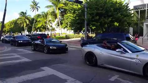 Exotic Cars Traffic Jam Ocean Avenue Miami Beach Exotic Cars Youtube