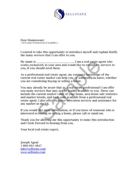 Real Estate Letters Of Introduction Introduction Letter Real Estate