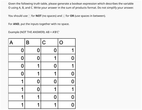 Solved Given The Following Truth Table Please Generate A