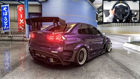 Demon Purple Mitsubishi Lancer Evo X Swerving Through Traffic