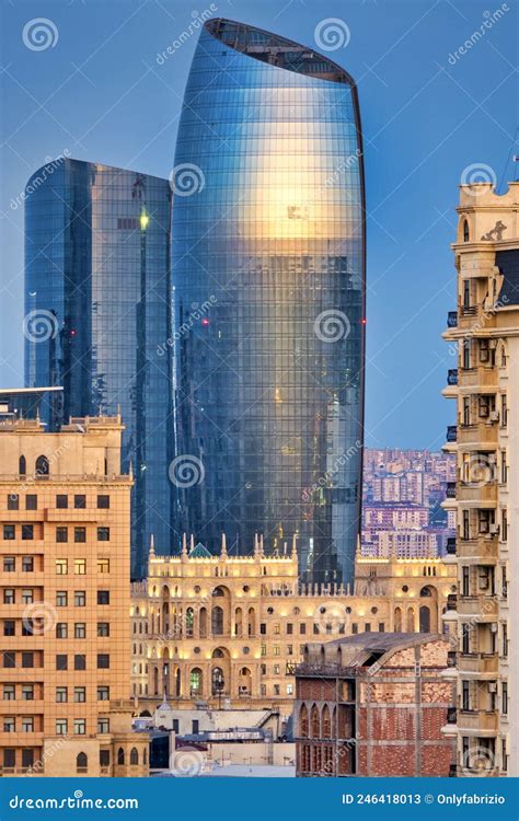 Baku Skyline stock image. Image of government, azerbaijan - 246418013