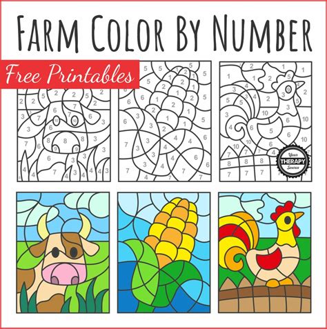 Farm Color By Number Free Printables Your Therapy Source