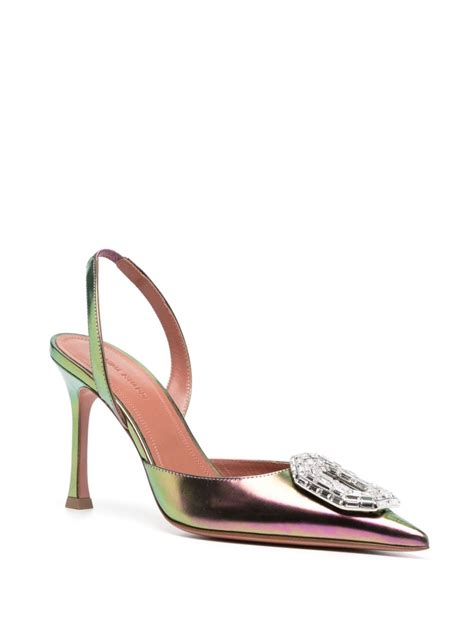 Amina Muaddi Camelia Sling Mm Iridescent Pumps Farfetch