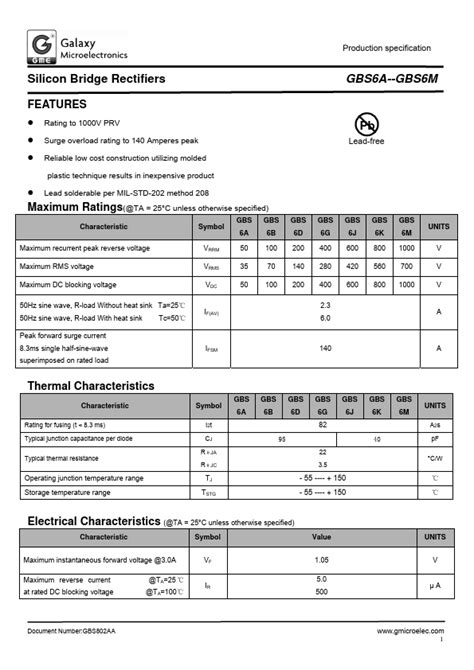 GBS6K Datasheet Silicon Bridge Rectifiers