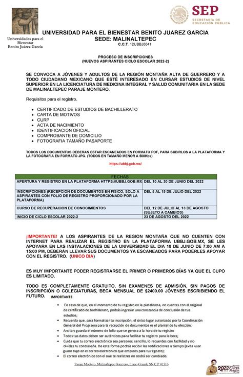 Universidades Del Bienestar Enero Avisos Bienestar