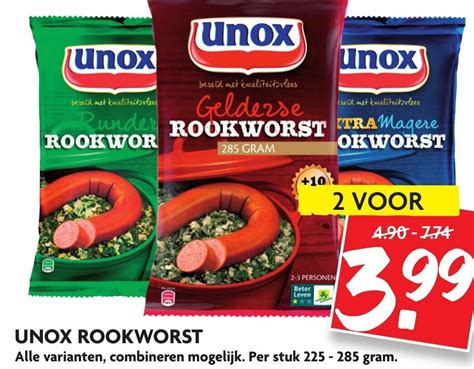 Unox Rookworst Aanbieding Bij Dekamarkt