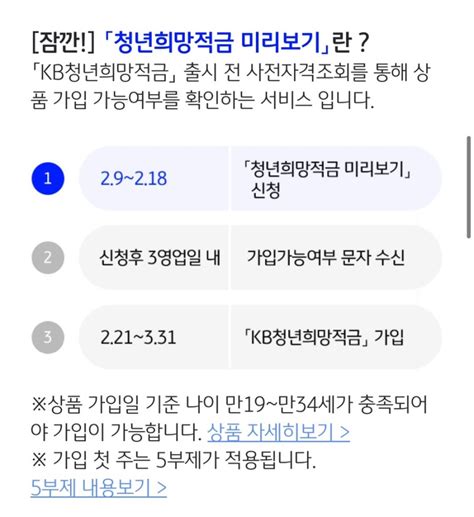 국민은행 청년희망적금 미리보기 신청방법 네이버 블로그