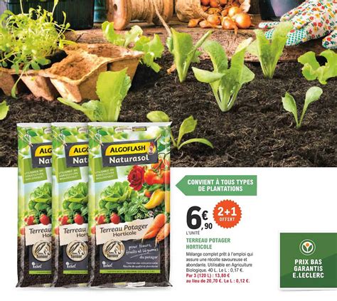 Promo Terreau Potager Horticole Algoflash Naturasol Chez E Leclerc