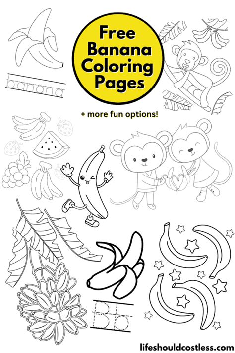 Banana Coloring Pages Free Printable Pdf Templates Life Should Cost