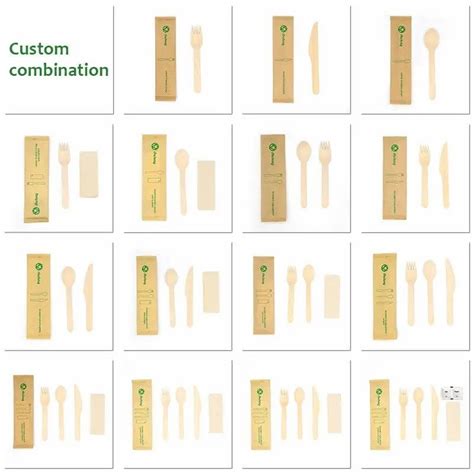 Disposable Wooden Cutlery Paper Pouch High Quality Wooden Cutlery