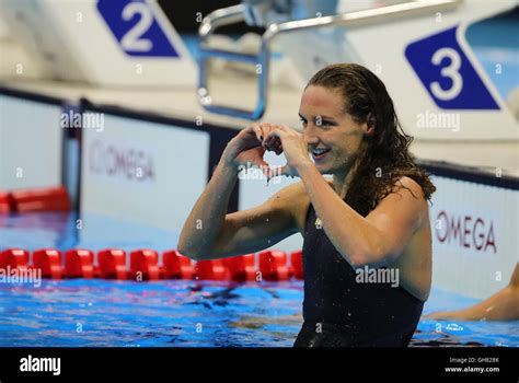 Rio De Janeiro Brazil 8th Aug 2016 Katinka Hosszu Of Hungary Celebrates After Winning The