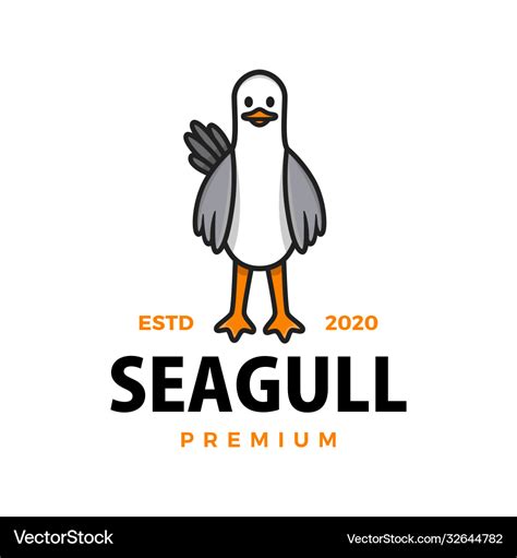 Cute Seagull Cartoon Logo Icon Royalty Free Vector Image