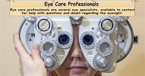 Eye Care Professionals Ophthalmologist Optometrist Opticians