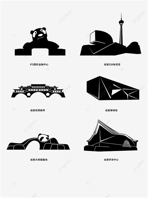 Landmarks Silhouette Vector PNG Chengdu Landmark Silhouette 01 Ifs