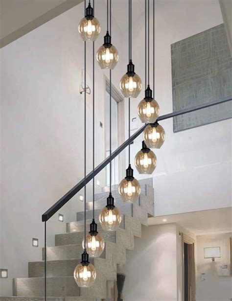 Bds Lighting Retro Multi Glass Balls Staircase Chandelier Spiral Modern