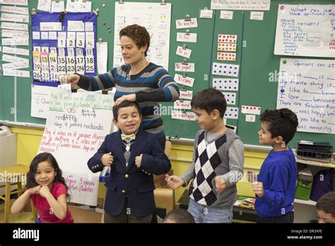 Bilingual Spanish And English Public Elementary School Class At The