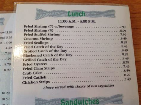 Menu At Schooner S Seafood House Restaurant St Augustine