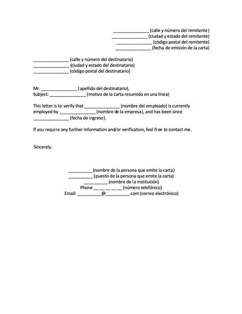 Constancia De Trabajo En Ingl S Formato De Carta Carta Laboral