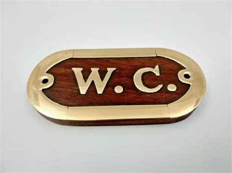 Plaque De Porte En Bois Et Laiton Wc Longueur 10cm Pour Maisonbateaucommerce Eur 970