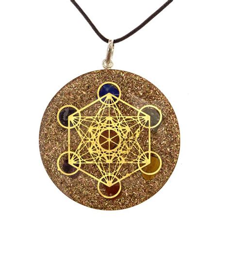 Metatrons Cube Merkaba Seven Chakras Sacred Geometry Orgone Pendant