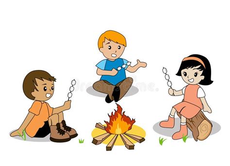 Group Of Camping Kids Stock Vector Illustration Of Drawing 14979045