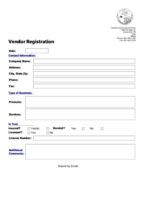 Vendor Registration Template