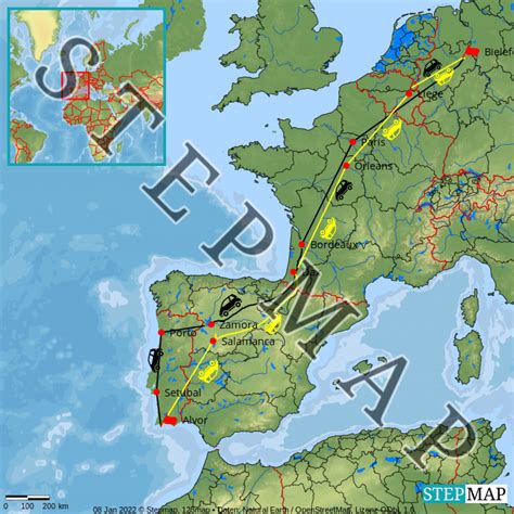 StepMap Fahrt zum Atlantik Landkarte für Südwesteuropa