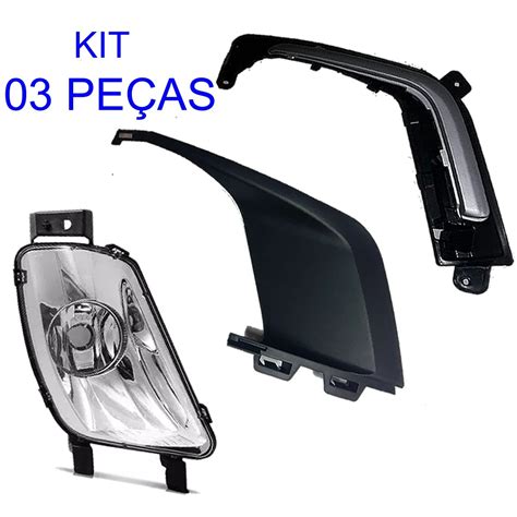 Par Farol De Milha Moldura Preta E Aplique Prata Peugeot 308