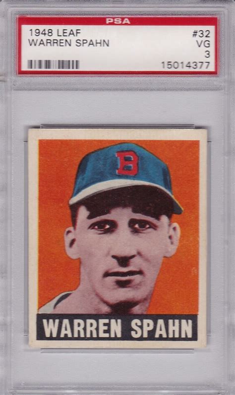 Leaf Warren Spahn Rc Hof Psa Vg Boston Braves High End