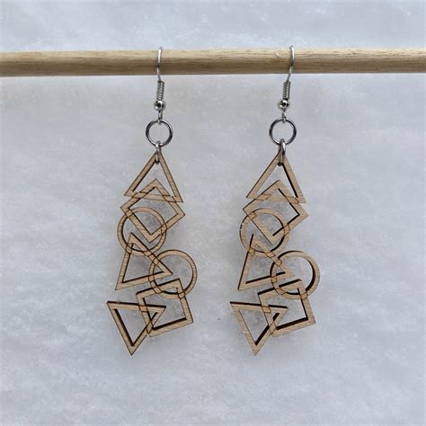 Shape Pattern Wood Earrings Laser Cut Sacred Geometry Etsy