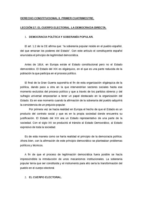 Derecho Constitucional Ii Apuntes De Derecho Constitucional Docsity