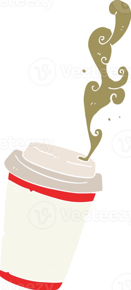 Flat Color Illustration Of A Cartoon Take Out Coffee 36333300 Png