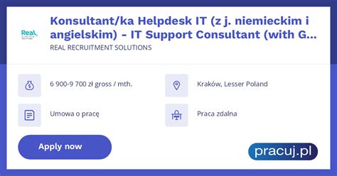 Oferta Pracy Konsultant Ka Helpdesk It Z J Niemieckim I Angielskim