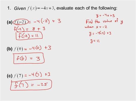 Function Notation Worksheet Algebra 1