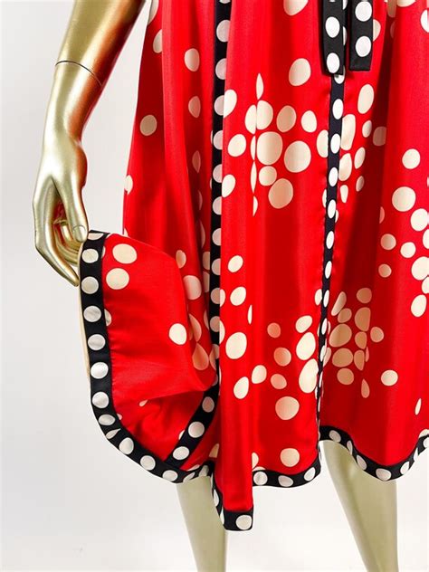 1970s Shannon Rogers For Jerry Silverman Red Polka D Gem