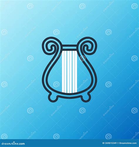 Line Ancient Greek Lyre Icon Isolated On Blue Background Classical