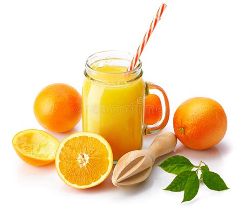 Suco De Laranja Fresco Fruto E Verde Imagem De Stock Imagem De