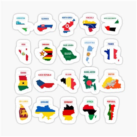 National Country With Flag Collection Sticker For Sale By