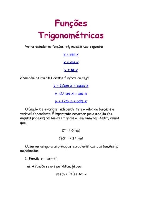 Funções Trigonométricas Pdf