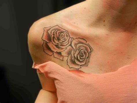 Black And Grey Shaded Roses Tattoos Mens Shoulder Tattoo Shoulder