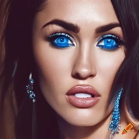 Portrait Of Megan Fox And Miley Cyrus With Striking Blue Eyes On Craiyon